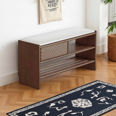 European style entry shoe storage bench