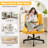 Linen Criss Cross Armless Office Chair With Wheels, Adjustable Swivel Ergonomic Chair With Extra Pillow For Home Office, Meditation & Makeup Area-1039018436-1039018438