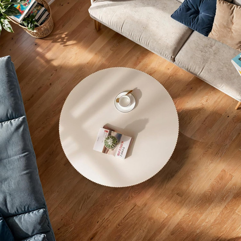 Table basse avec base robuste, facile à assembler, petite table à thé contemporaine pour le salon, un appartement ou un bureau - blanc épais