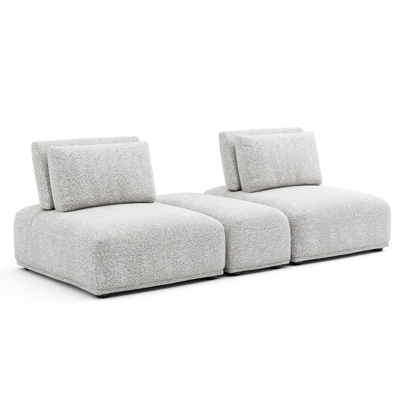 Aukeem 3 - Piece Upholstered Sectional, Gray Polyester