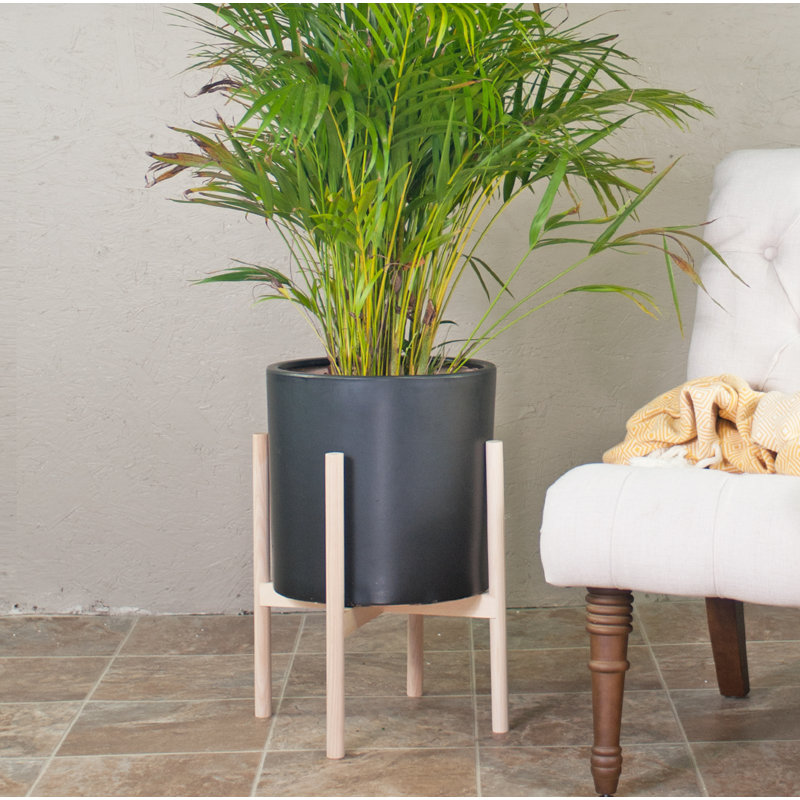 Handmade Pot Planter, Black/Ash Natural, 23" H X 15.5" W X 15.5" D