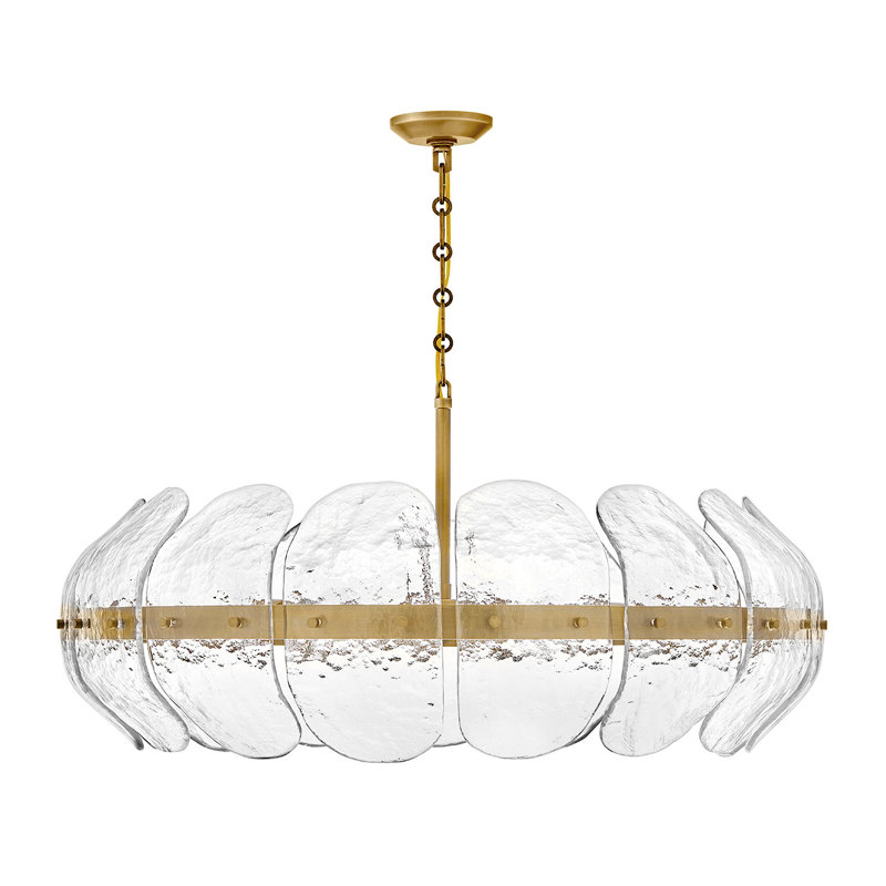 Lillia 6-Light Convertible Drum Chandelier w/ Clear Curved Handcrafted Glass