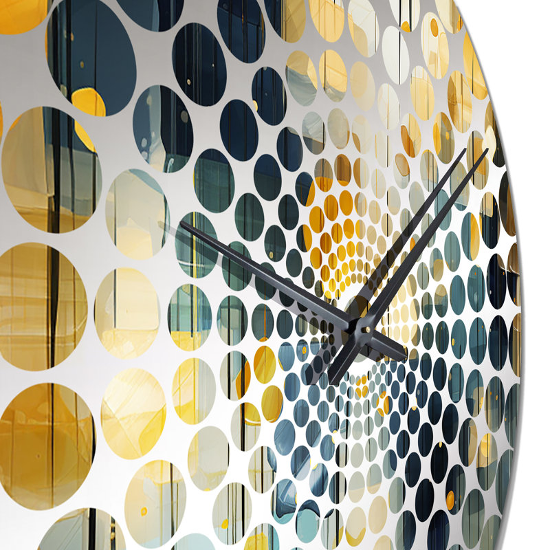 Jaune et bleu sarcelle abstrait géométrique Fusion - horloge murale géométrique, Petit