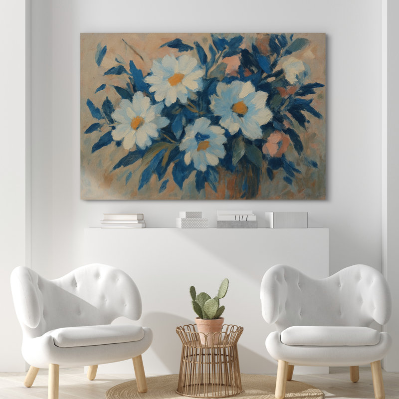 Reproduction d'art encadrée sur toile - Œuvre botanique florale rétro, décor rustique pour le salon, H 12 po x l 18 po