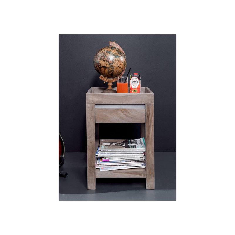 Sydney Solid Wood End Table, Smoked oak