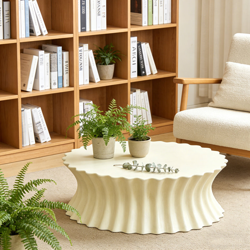 35,04 po Table basse ovale vintage en fibre de verre robuste pour salon Bureau sans assemblage beige