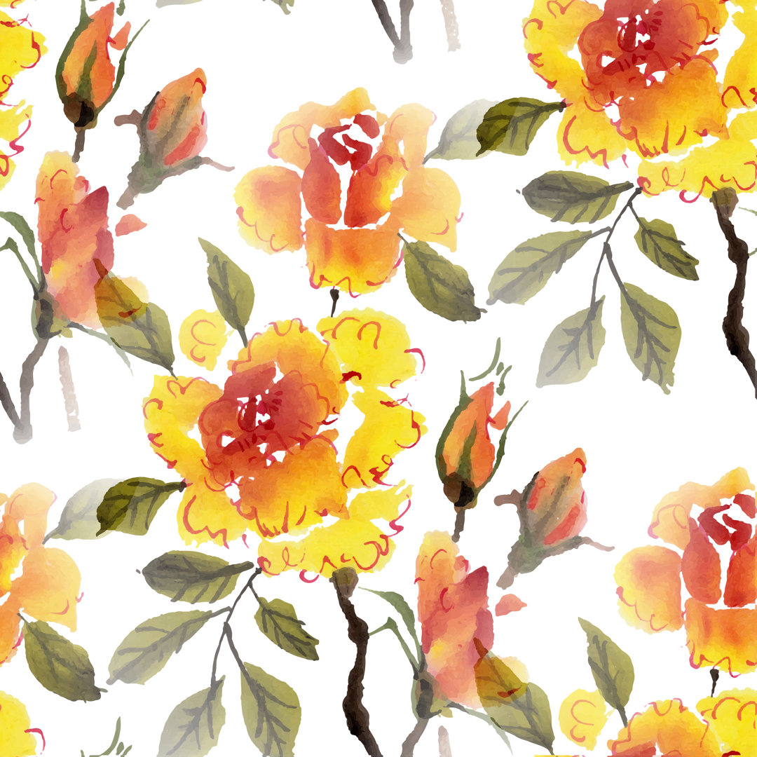 Canizales Aquarell Blumen. Rosen - Druck