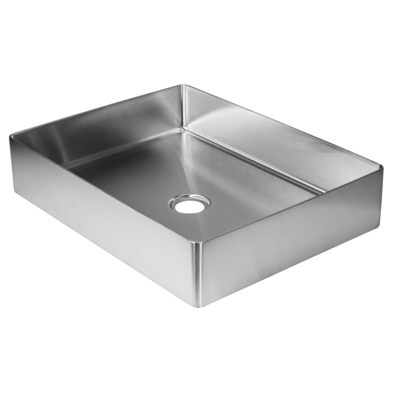 Stainless Steel Rectangular Vessel Bathroom Sink, Silver