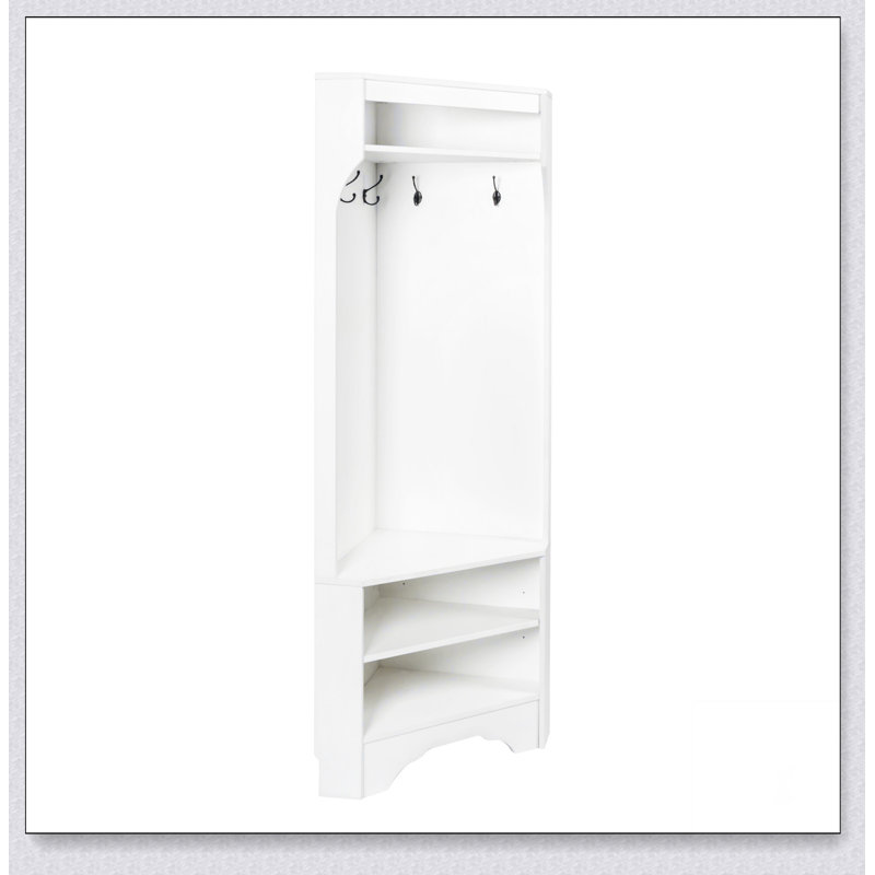 Arbre d'entrée minimaliste avec banc à chaussures, portemanteau polyvalent avec 4 crochets, armoire d'angle avec tablette réglable