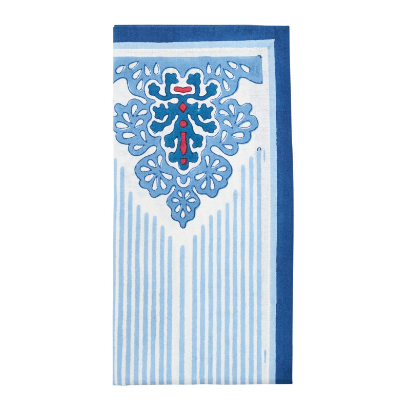 Filigree Napkin, White/Blue