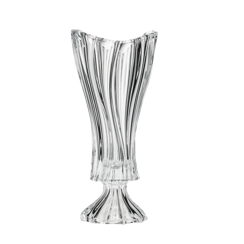 Vase de table fleur en cristal décoratif Stallworth, Transparent, H 14,5 po x l 7,5 po x P 7,5 po