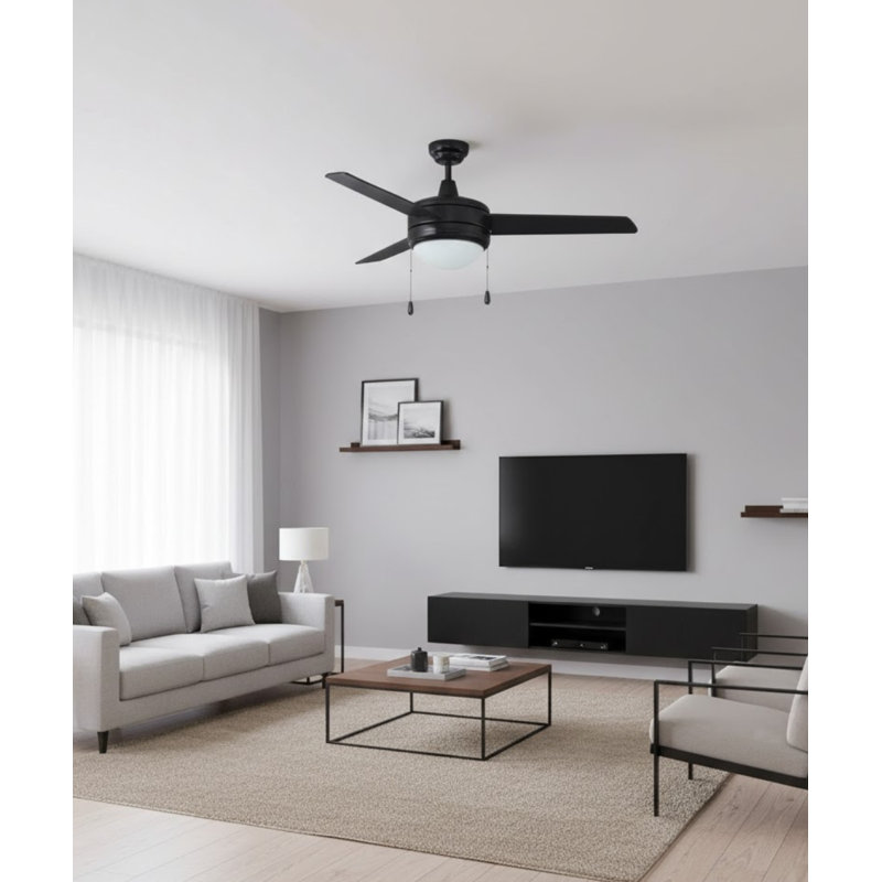 Ventilateur de plafond 52 pales 52 po Contempo IV finition noir mat avec lumière DEL intégrée