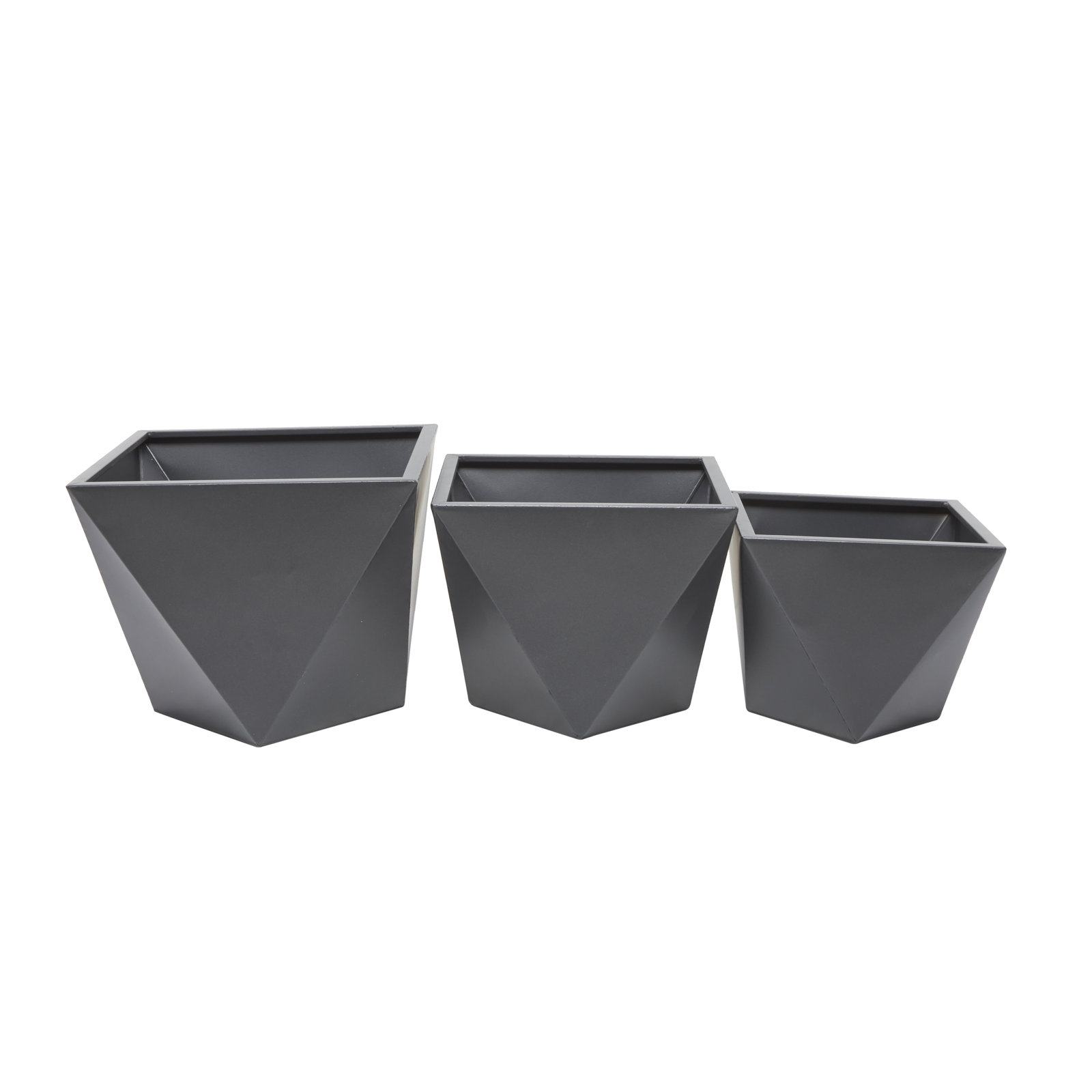 Esma Metal Planter - Set of 3, Gray