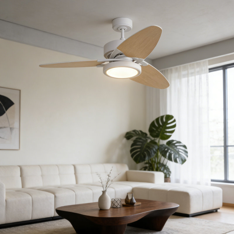 Light Pro 52" 3-blade Plywood Smart Ceiling Fan With Remote Control And Light Kit