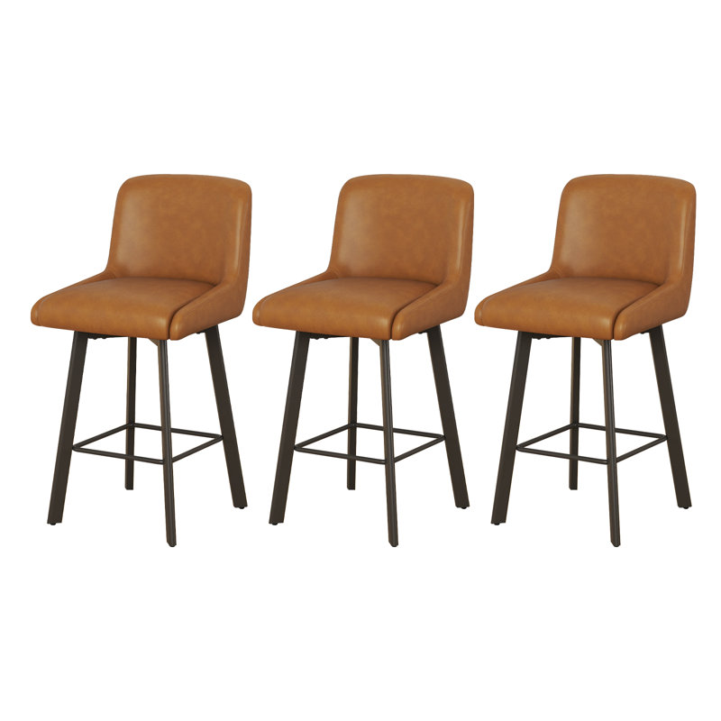 26"H Swivel Counter Height Bar Stools for Kitchen Island, Whiskey Brown, 3, Bar Stool = 26” Seat Height 