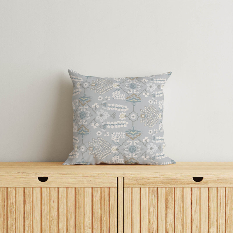Coussin décoratif Zoey, Gris, Carré 18 po