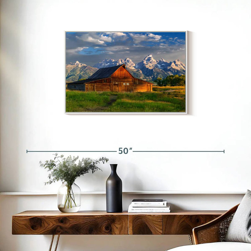 Parc national de Grand Teton, Wyoming, 31 po x 21 po, Cadre flottant blanc