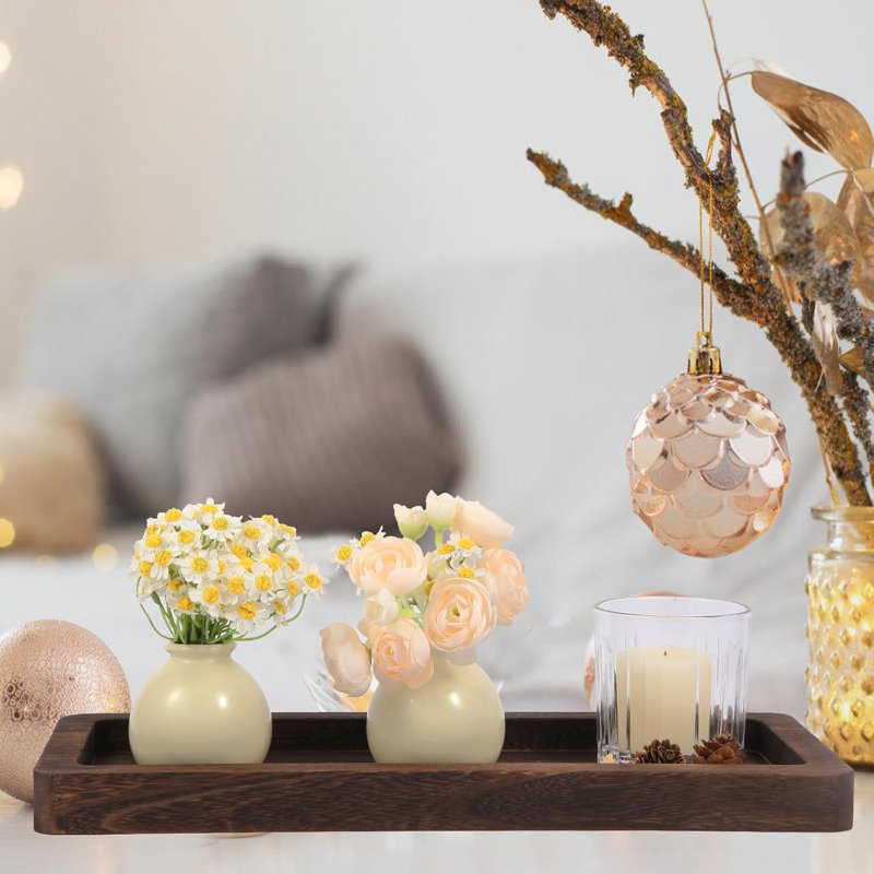Wooden Decorative Tray Candle Holder Long Wood Tray Home Decor,Centerpieces Plates For Table Centerpieces For Coffeetable,Christmas Decor
