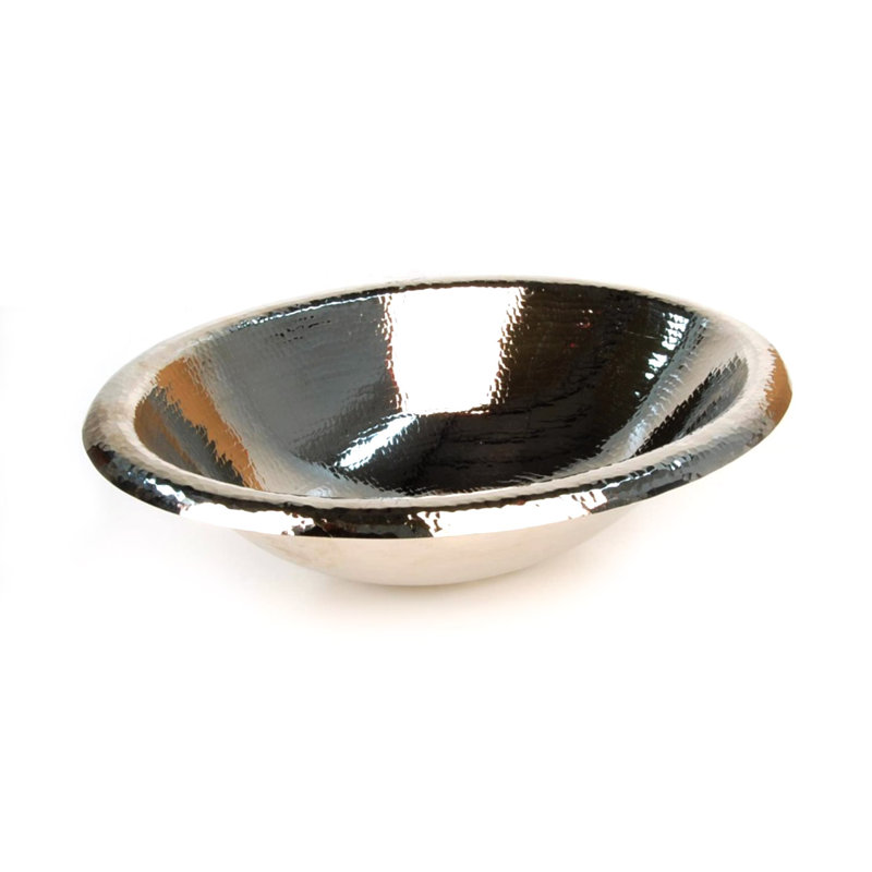 D'Vontz Copper Bathroom Sinks 14'' Metal Oval Drop-in, Undermount, Vessel Bathroom Sink, Rolled, Polished Nickel