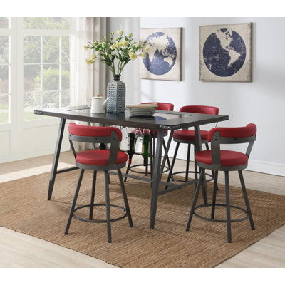 Table et 4 chaises rouges