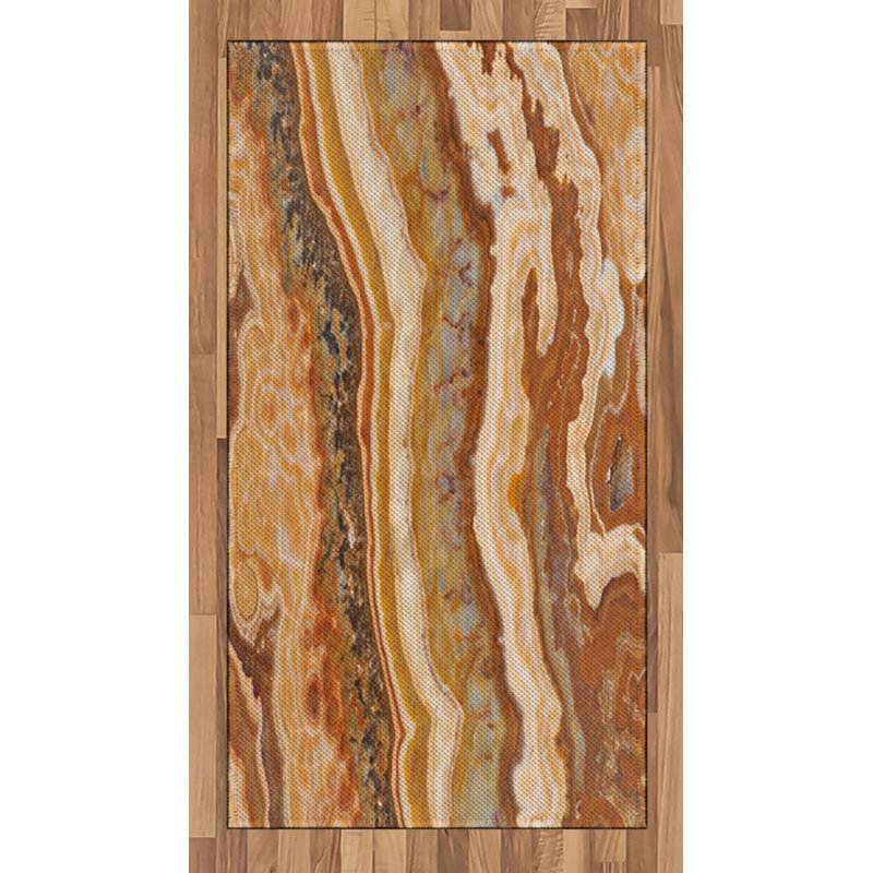 Marble Print High Density Long Fiber Poly Threads Decorative Area Rug Carpet, Rectangle 2'7" x 5'