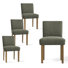 18.5" Seat Height Linen Blend Upholstered Solid Wood Legs Dining Chairs