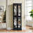 Solid Wood Frame Glass Curio Display Cabinet with Adjustable Shelves