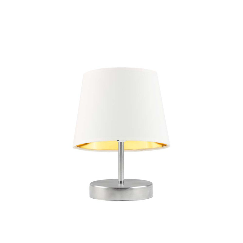 Honoria Metal Table Lamp, Brushed Steel, White