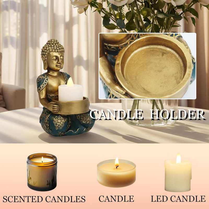 Hand-painted Gold Resin Buddha Candle Holder