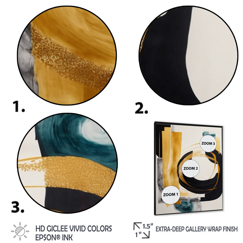 Modern Green Deco III - Impression sur toile, Impression noire sur toile encadrée, H 20 po x l 12 po x P 1 po