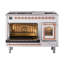 Cuisinière ILVE Nostalgie II Series 48 po à double combustible avec 8 brûleurs scellés, plaque de cuisson (propane liquide, porte vitrée)-1611792789-1611792787