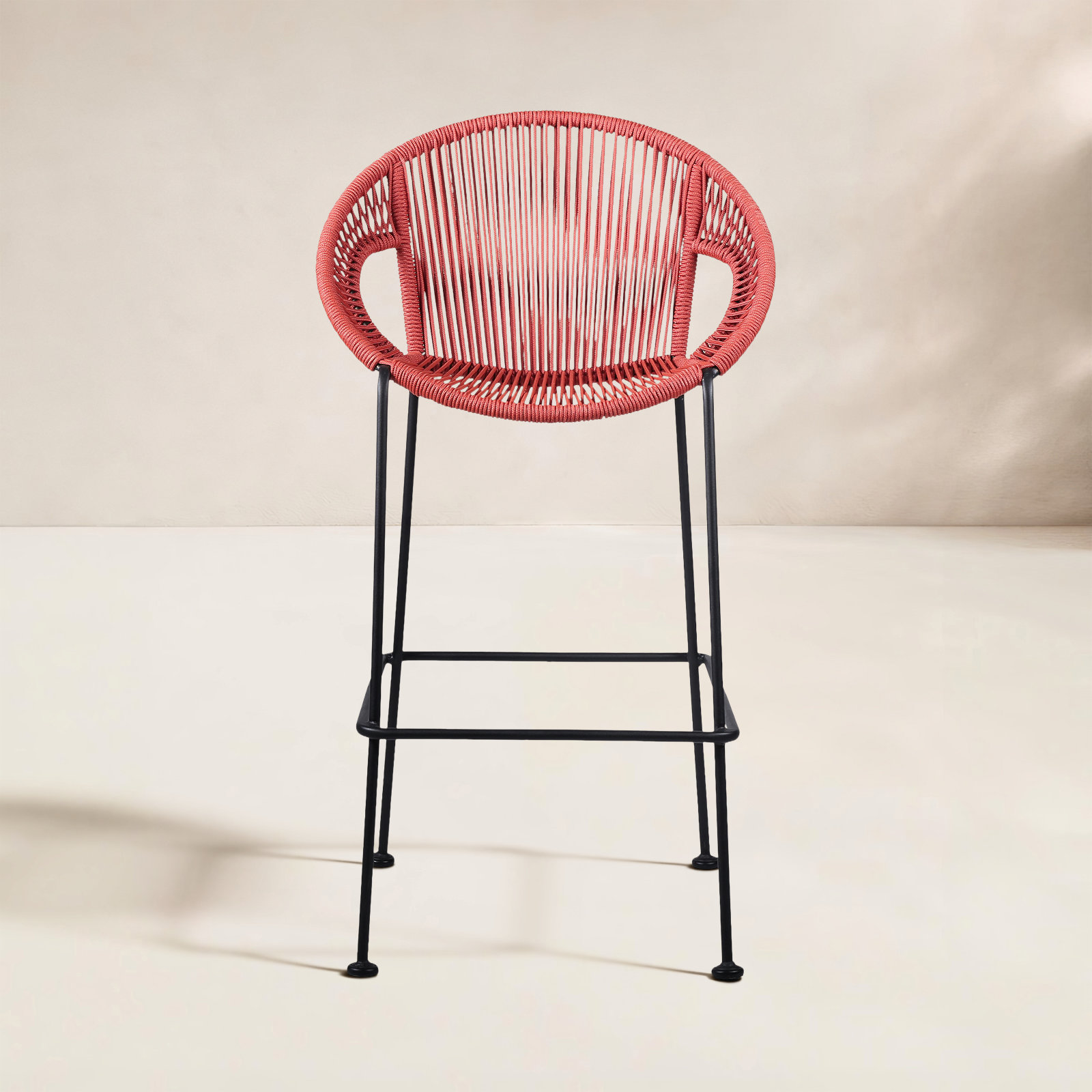 Champlost Patio Bar Stool, Brick Red, 26"