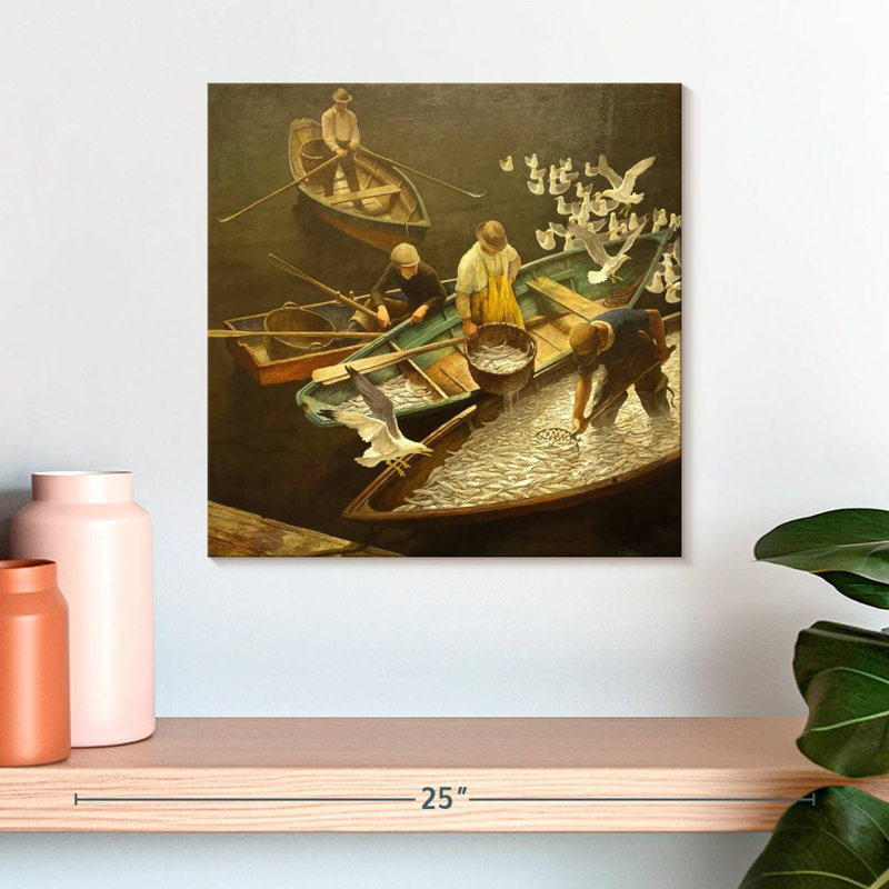 Senne Dark Harbor Fishermen, 16" H x 16" W