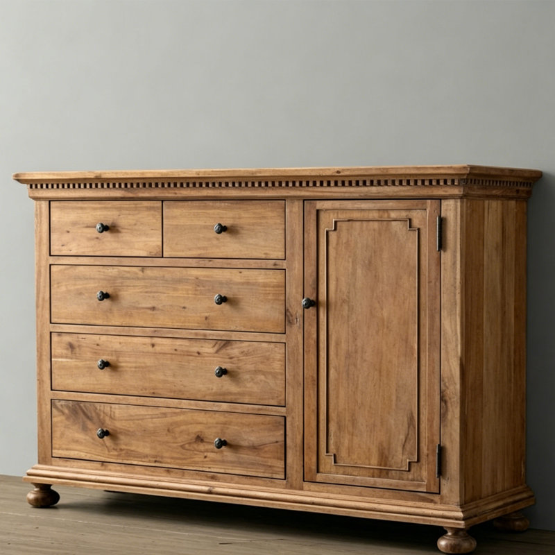 Commode rétro de style européen vieillie, Brun