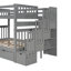 Lit superposé double au-dessus de double avec tablettes et 6 tiroirs de rangement-629546436