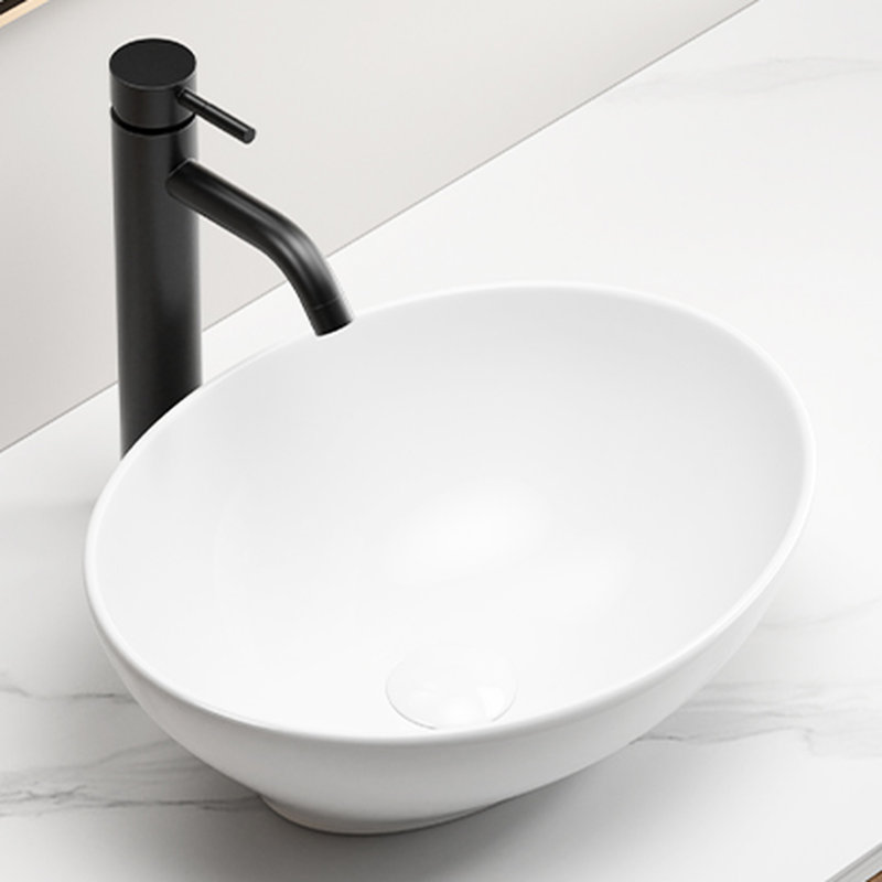 16" X 13" 5.5" Oval White Ceramic Sink For Bathroom - Elegant Style, Material, Smooth Cleaning Surface Vanity Simple Yet Elegant, Long Term Use, Easy To Clean