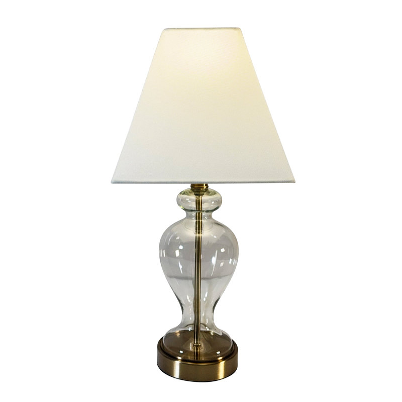 Brass Glass Urn Table Lamp- Blue Shade