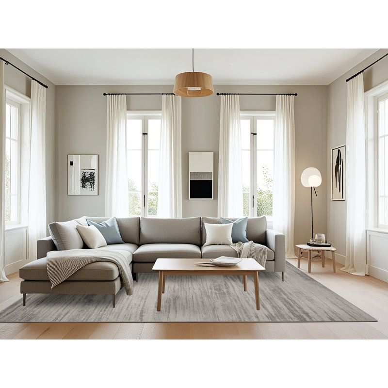 Machine Washable Abstract Gray Area Rug, Rectangle 8' x 12'