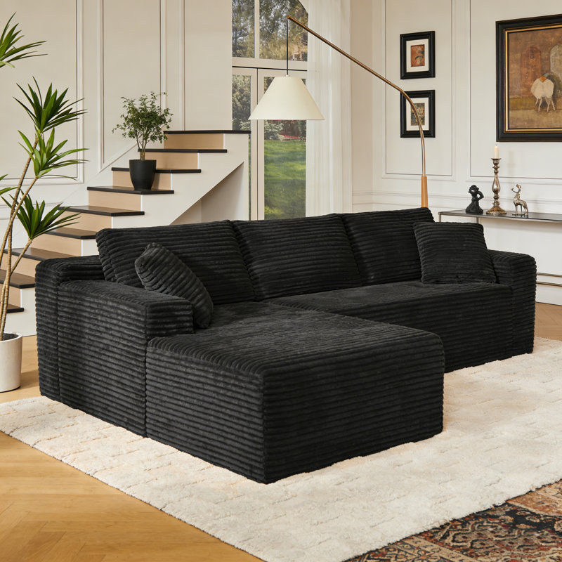 Canapé modulaire en L, Noir