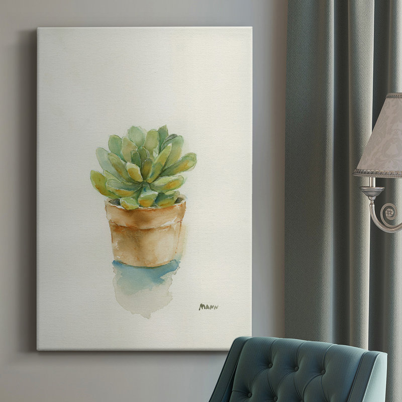 Succulent II - peinture sur toile tendue, H 12 po x l 8 po x P 1 po