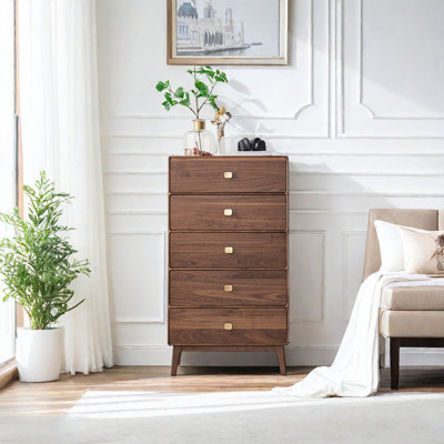 Bedroom Simple Black Walnut Entrance Cabinet Solid Wood Accent Chest