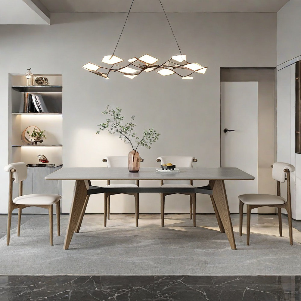 Graceful Nests Furnishings Rectangular solid wood rock slab dining ...