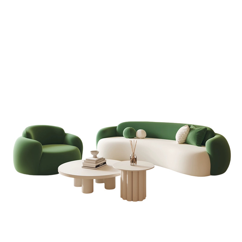 Simple curve two-colour sofa tea table combination