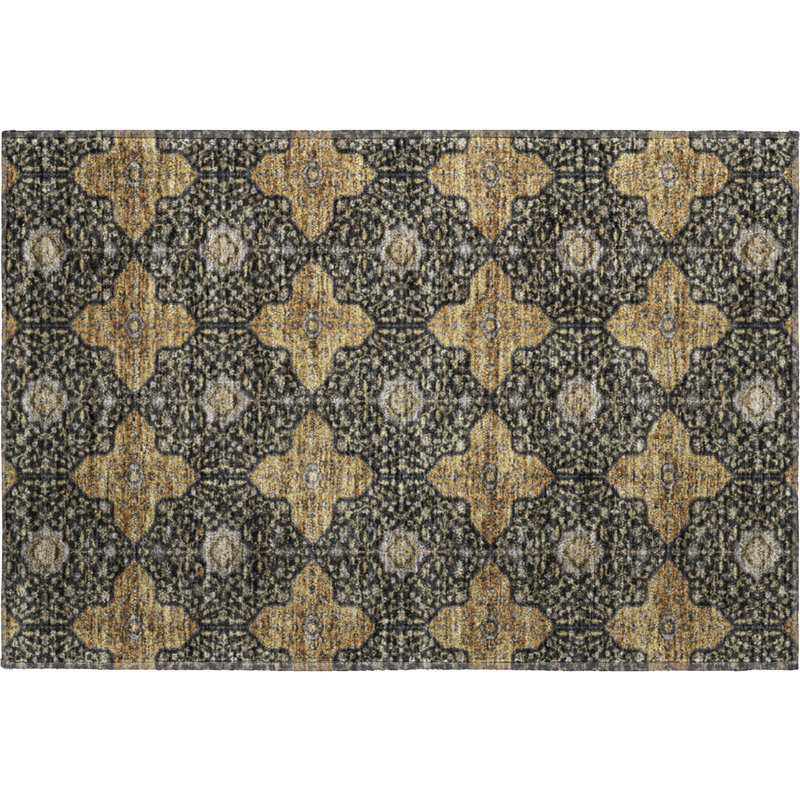 Premium Machine Washable Mayfield AMF2410 Oriental Rug, 2'6" x 3'10", Black