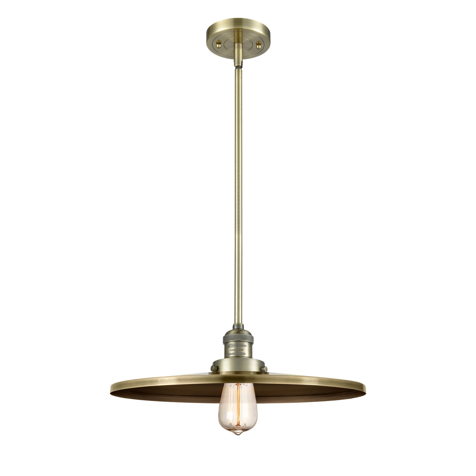Rouvin Single Light Metal Dimmable Pendant, Antique Brass, Antique Brass, 8" H x 12" W x 12" D