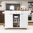Rolling Fluted Kitchen Cart with Drop Leaf, Power Outlet, Adjustable Shelves and Storage Drawers-1117124024