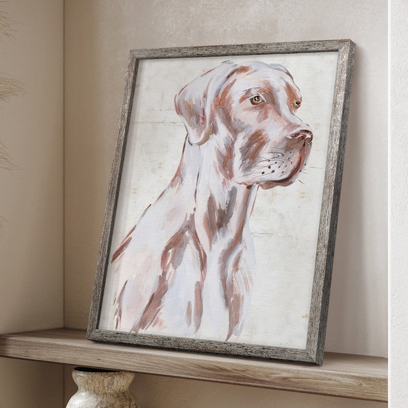 «Sitting Dog IV», reproduction encadrée - bois massif, H 15 po x l 12 po