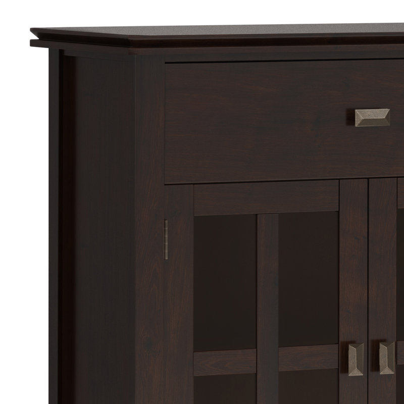 Artisan Dark Chestnut Brown Solid Wood 60" 4-Door Sideboard Buffet