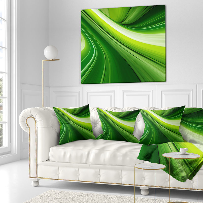 Lignes vertes abstraites - Coussin imprimé abstrait, 16 po x 1 po, Coussin décoratif