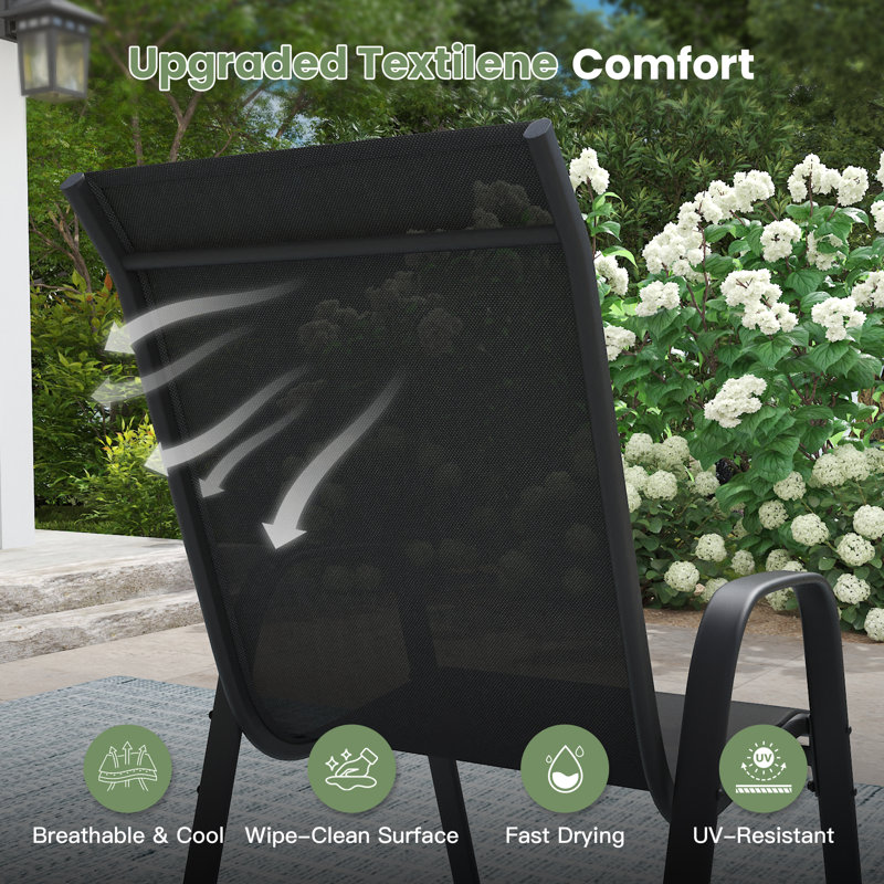 Stackable Patio Dining Chairs, Black